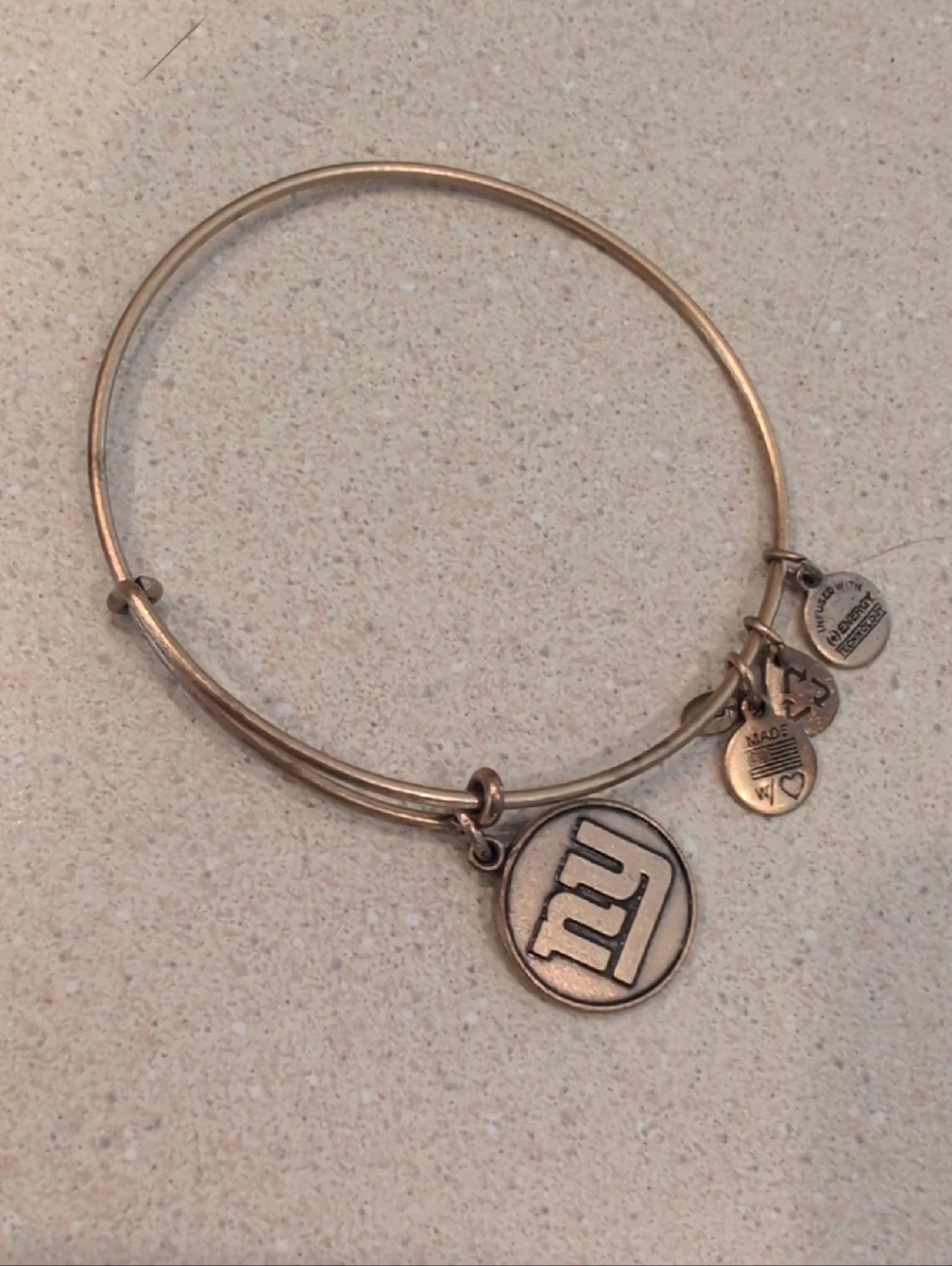 Alex and Ani Rose Gold M Initial Charm Expandable Bracelet